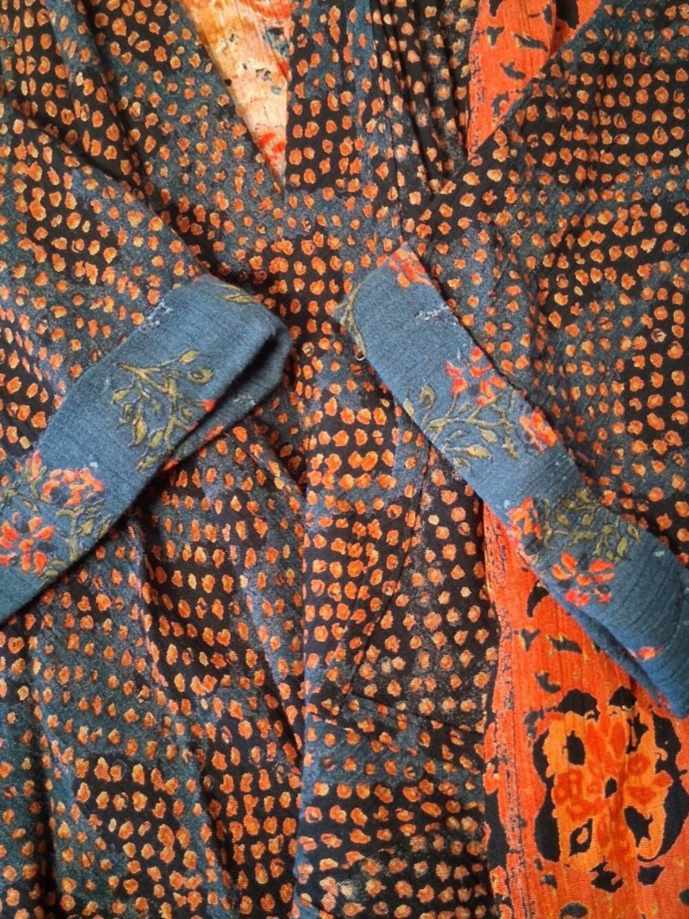Vintage 1990s Carole Little Petites Blouse 12 P Boho Crinkle Rayon Jingle Artsy - Picture 9 of 16